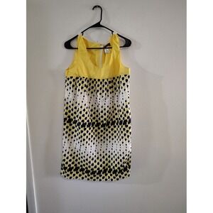 Tex by Max Azria‎ Womens Yellow Geometric Print Sleeveless Shift Dress Size M